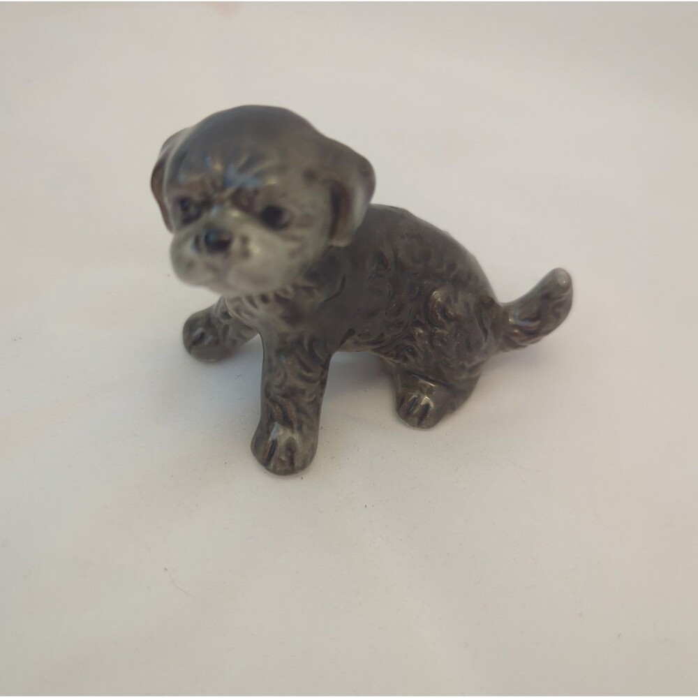 Vintage Goebel W Germany Terrier Puppy Dog Figurine 508 Mini Gray Marble Glaze